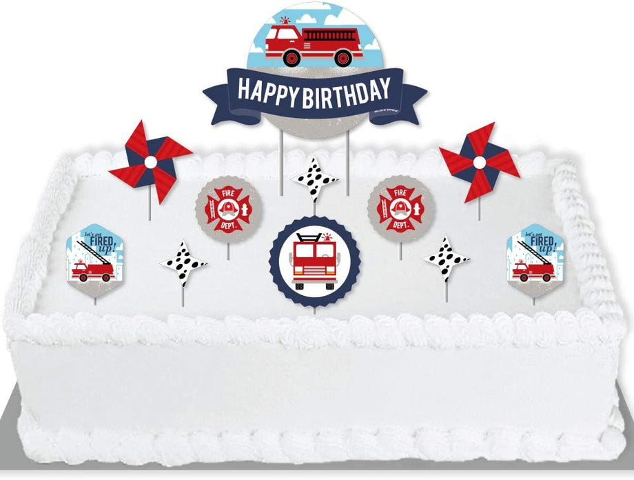 Fire Truck Cake Topper Firetruck Fireman Happy Birthday Cake Decorations  for Boy