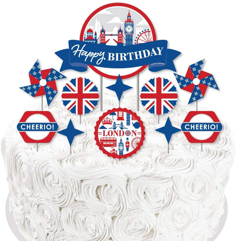 Union Jack Flag Cupcake Picks British Flag Cake Toppers x12 -